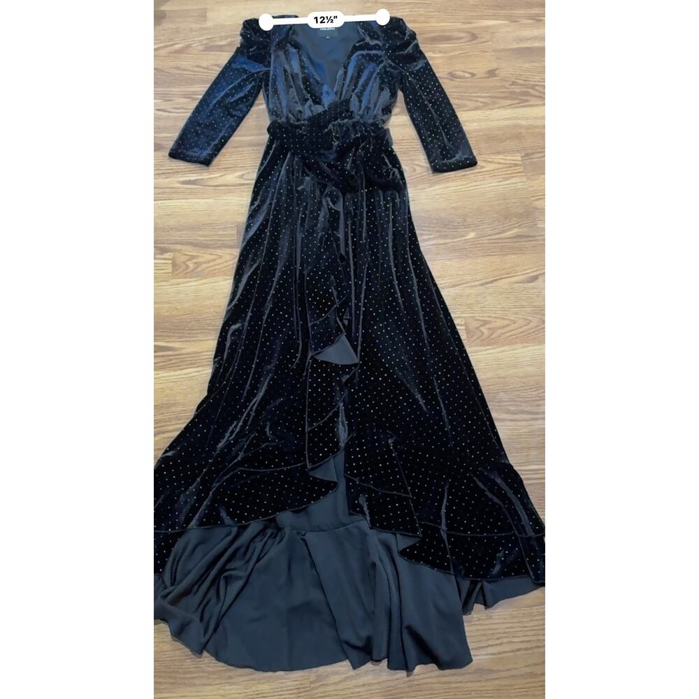 Retrofête Black Velvet Wrap Flora Dress Multicolor Polka Dot Women’s Size Small - Picture 15 of 15